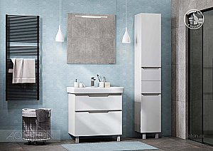 Тумба с раковиной Акватон Дакота 80 белый глянцевый/выбеленное дерево для ванной в интернет-магазине Sanbest