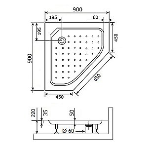 Душевой поддон RGW Acryl STYLE TR 16180599-11 90х90 белый купить в интернет-магазине Sanbest