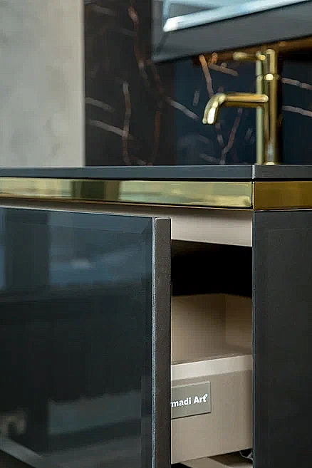 Консоль с раковиной Armadi Art LUCIDO 80 глянцевый графит для ванной в интернет-магазине сантехники Sanbest