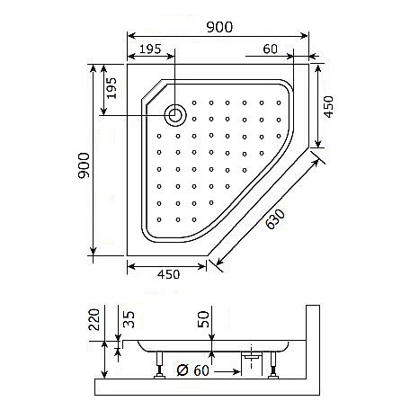 Душевой поддон RGW Acryl STYLE TR 16180599-11 90х90 белый купить в интернет-магазине Sanbest