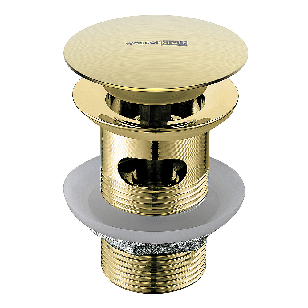 Донный клапан Push-up WasserKraft A024BG матовое золото купить в интернет-магазине сантехники Sanbest