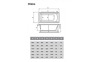 Ванна акриловая Vayer Milana 190x80 купить в интернет-магазине Sanbest