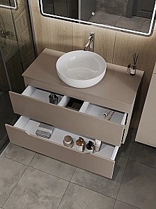 Тумба с раковиной Orange Line 100 Li-100TuLMDF+B07-420W латте/белый для ванной в интернет-магазине Sanbest