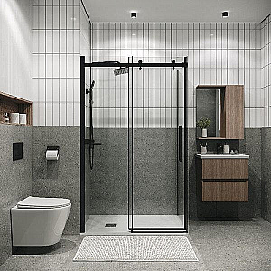 Душевой уголок Grossman Classic 140х80 120.K33.04.1480.21.00 стекло прозрачное/профиль черный матовый купить в интернет-магазине Sanbest