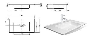 Раковина Эстет KARE silk 90 ФР-00014663 белая матовая купить в интернет-магазине Sanbest