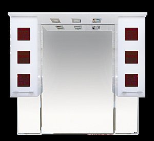 Зеркало со шкафом Misty Кармен 99 бел.плен/красн.стекло в ванную от интернет-магазине сантехники Sanbest