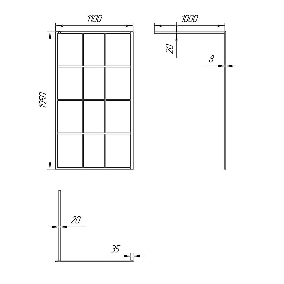 Душевое ограждение PAINI WalkIN110G 110 стекло прозрачное/профиль черный купить в интернет-магазине Sanbest