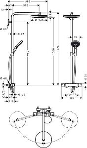 Душевая колонна Hansgrohe Raindance Select S 240 2jet 27129400 белый/хром купить в интернет-магазине сантехники Sanbest