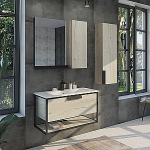 Зеркало со шкафом Comforty Бонн 00-00001951 90 дуб дымчатый в ванную от интернет-магазине сантехники Sanbest