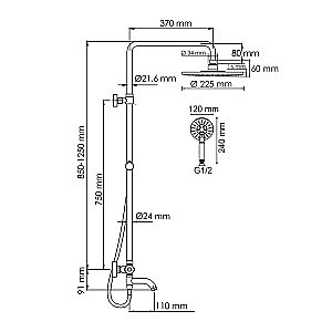 Душевая система WasserKRAFT Mindel A188.067.058.WM Thermo золото купить в интернет-магазине сантехники Sanbest