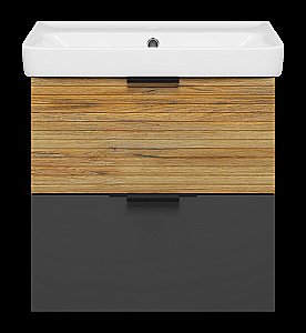 Тумба с раковиной Misty Форест - 60 Э-Фор-09060-0219-2Я светлое дерево/серый для ванной в интернет-магазине Sanbest