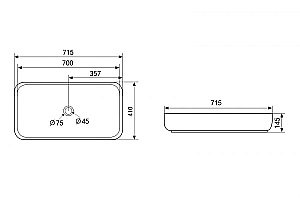 Раковина накладная ABBER Rechteck AC2210 белая купить в интернет-магазине Sanbest