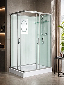 Душевая кабина WeltWasser WW500 LAINE XL 1201 профиль матовый хром/стекло прозрачное купить в интернет-магазине Sanbest
