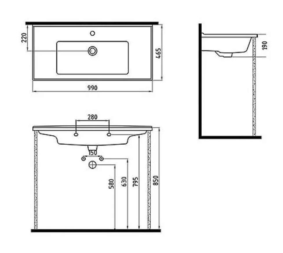 Раковина мебельная Bien Neptun 99 NPLK10001FD1W3000 белая купить в интернет-магазине Sanbest