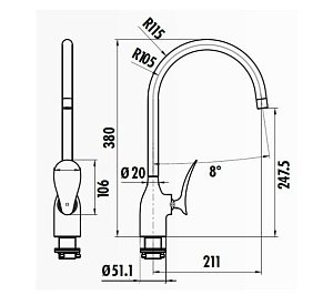 Смеситель для кухни Creavit Foglia FG8501 купить в интернет-магазине сантехники Sanbest