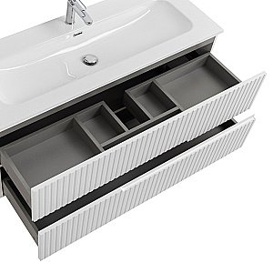 Тумба с раковиной Cezares DUET-N 120 DUET-N-1200-2C-SO-BO+CZR-8073-120 Bianco Opaco для ванной в интернет-магазине Sanbest