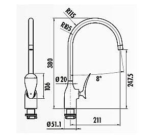 Смеситель для кухни Creavit Foglia FG8501 купить в интернет-магазине сантехники Sanbest