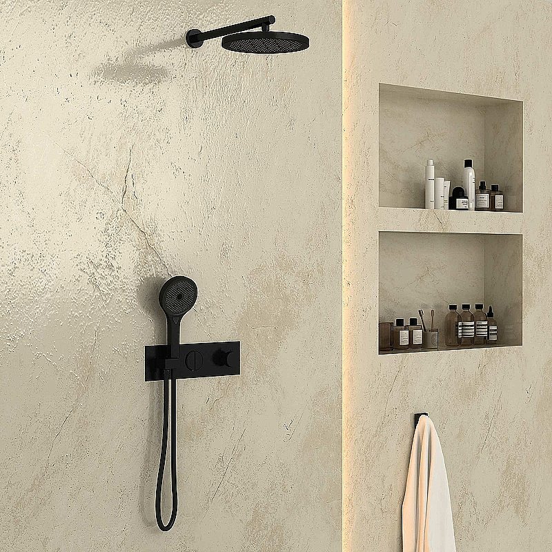 Душевая система Vincea VSFW-422T2MB черная матовая купить в интернет-магазине сантехники Sanbest