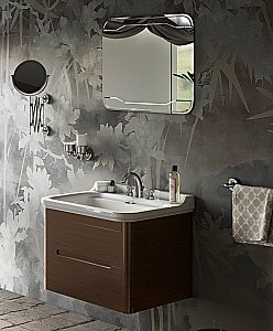 Тумба с раковиной Kerasan Waldorf 80 с 3 отверстиями, темный орех  для ванной в интернет-магазине Sanbest