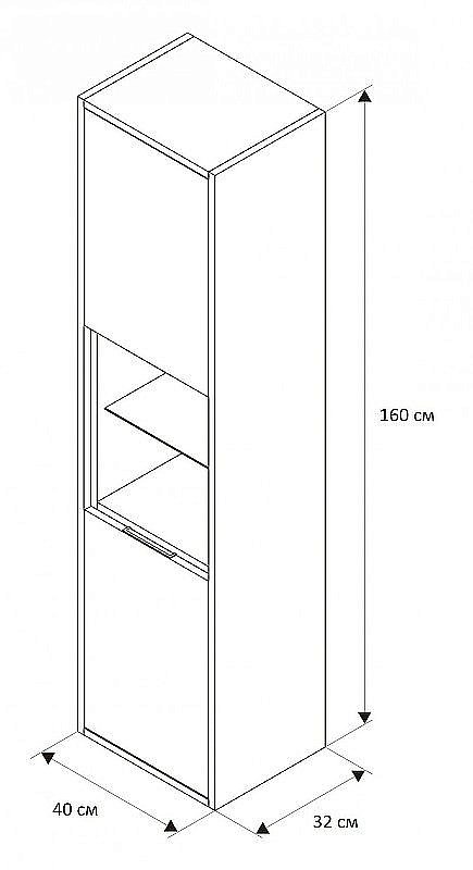 Пенал Excellent TUTO 40 серый/дуб для ванной в интернет-магазине сантехники Sanbest