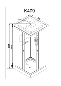 Душевая кабина Deto K409S 90x90 с крышей прозрачная/хром купить в интернет-магазине Sanbest