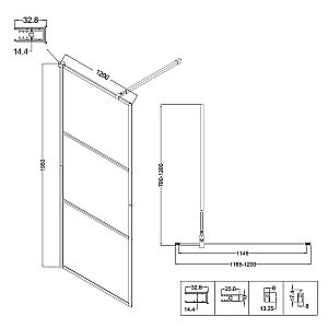 Душевое ограждение Niagara Nova NG-688-12BLACK 120 прозрачное с рисунком/профиль черный матовый купить в интернет-магазине Sanbest