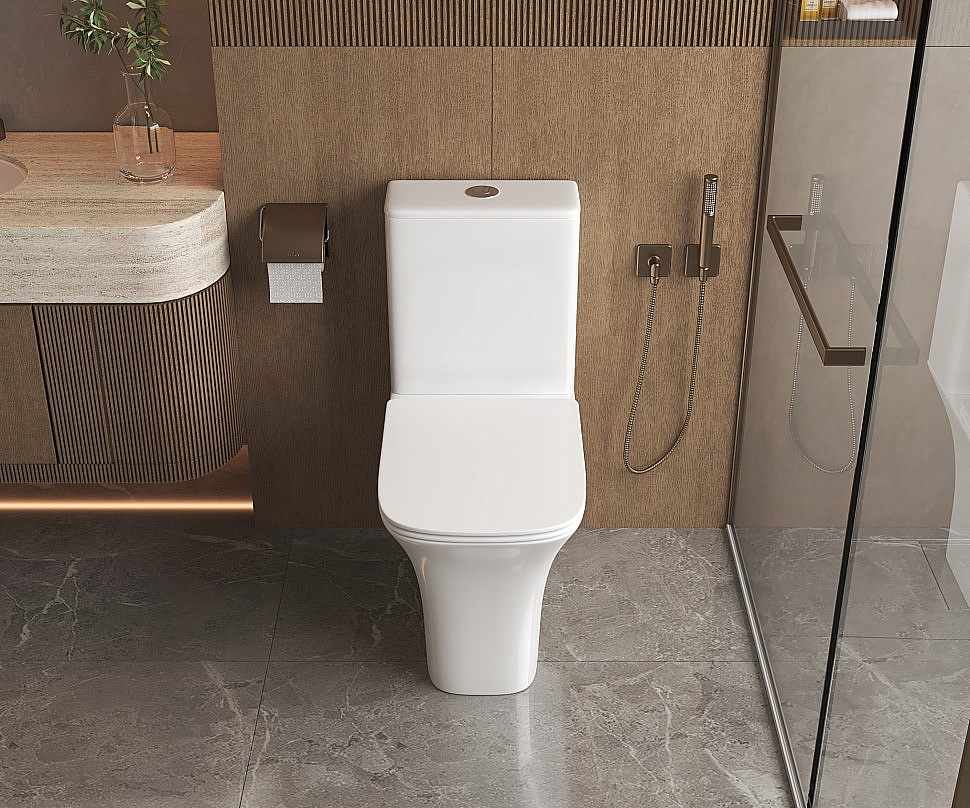 Унитаз CeramaLux TR1215A безободковый, с бачком, с крышкой микролифт, белый купить в интернет-магазине Sanbest