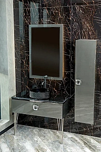 Консоль с раковиной и столешницей Armadi Art LUCIDO 80 глянцевый графит для ванной в интернет-магазине сантехники Sanbest