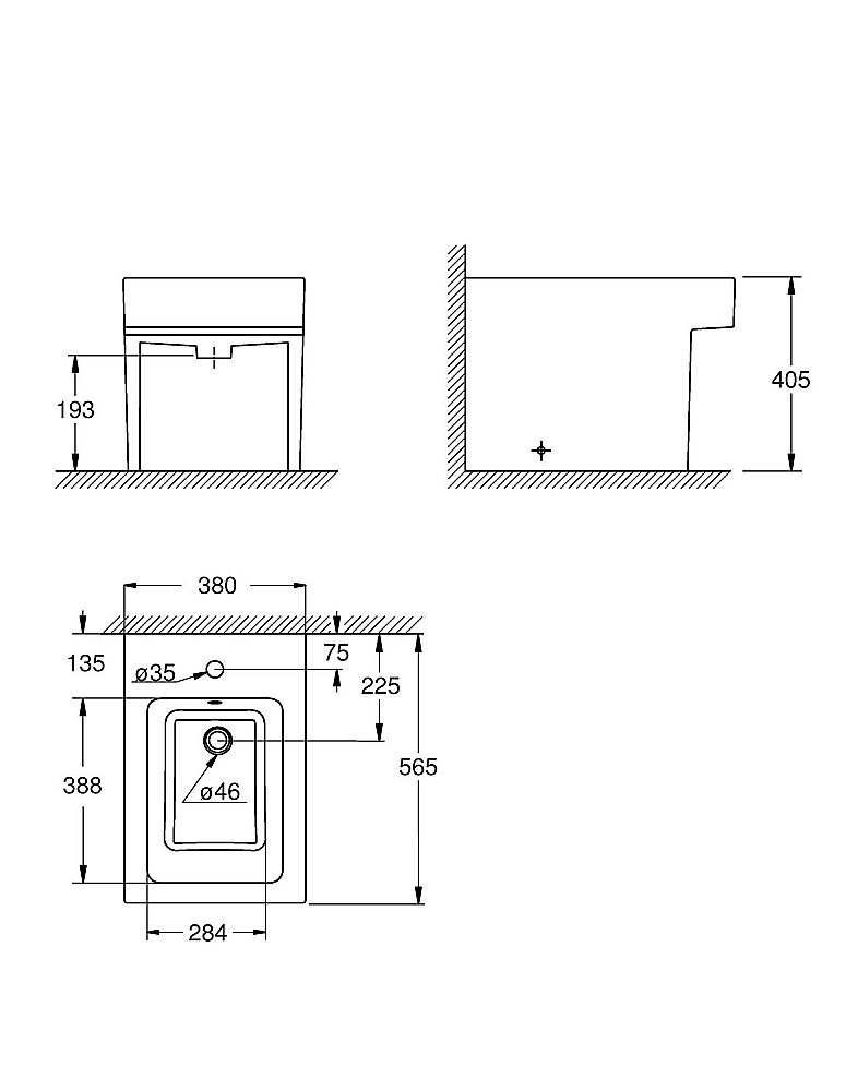 Биде напольное Grohe CUBE CERAMIC 3948700H белое купить в интернет-магазине Sanbest