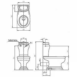 Унитаз Migliore Milady 20900 выпуск в пол белый/декор винтаж D3/кнопка бронза купить в интернет-магазине Sanbest
