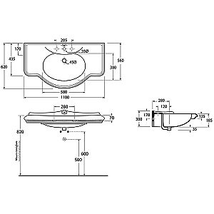 Раковина подвесная Azzurra Jubilaeum 110 JUB200/110 bi*1 белая купить в интернет-магазине Sanbest