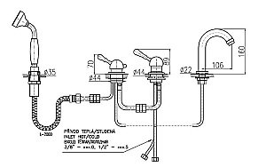 Cмеситель каскадный для ванны Rav-Slezak LABE L562.5PSM купить в интернет-магазине сантехники Sanbest