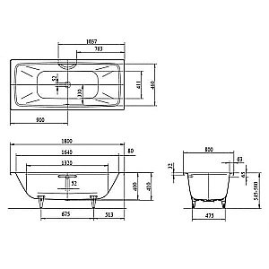 Ванна стальная Kaldewei Cayono Duo 725 180x80 272530003001 Antislip Perl-Effekt белый купить в интернет-магазине Sanbest