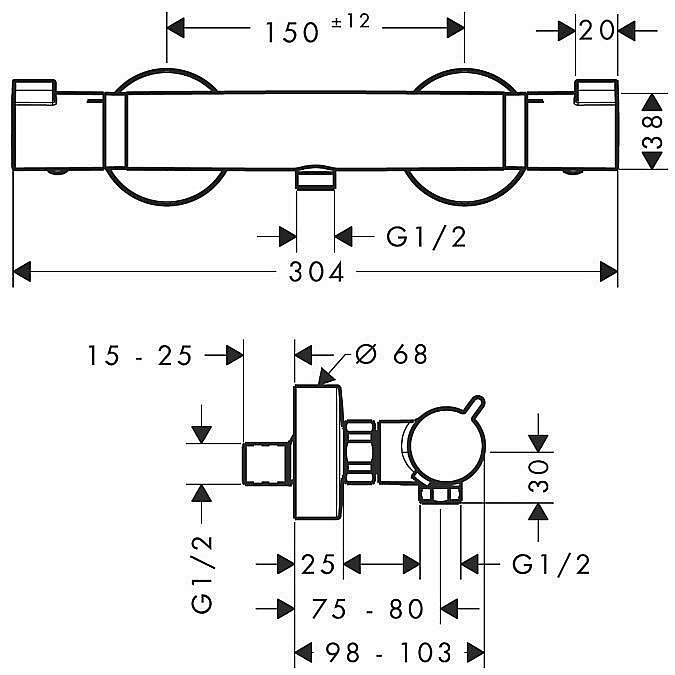 Смеситель для душа Hansgrohe Ecostat Comfort 13116000 купить в интернет-магазине сантехники Sanbest