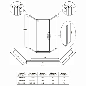 Душевой уголок Veconi Ottimo OP10G-100100-01-C9 100x100 стекло прозрачное/профиль брашированное золото купить в интернет-магазине Sanbest
