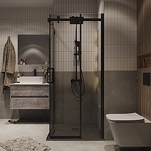 Душевой уголок Grossman Classic 300.K33.04.8080.21.00 80x80 стекло прозрачное/профиль черный матовый купить в интернет-магазине Sanbest
