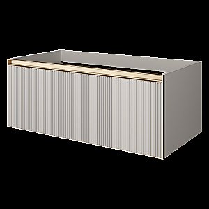 Тумба с раковиной Armadi Art QUATRO 1 100 FUGA с подсветкой, CASHMERE/профиль MATT GOLD для ванной в интернет-магазине Sanbest