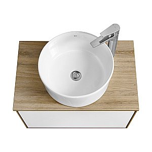 Тумба с раковиной Акватон Либерти 70 со столешницей, дуб эльвезия/белый глянец для ванной в интернет-магазине Sanbest