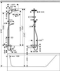 Душевая система Hansgrohe Crometta S Showerpipe 240 1jet 27320000 купить в интернет-магазине сантехники Sanbest
