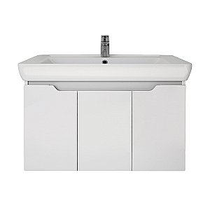 Тумба с  раковиной подвесная Dreja Q (D) 80 белый глянец для ванной в интернет-магазине Sanbest