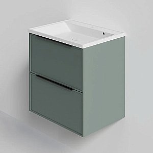 Тумба с раковиной La Fenice Simpla Twin 80 FNC-01-SIM-G-80-2 серо-зеленая матовая для ванной в интернет-магазине Sanbest