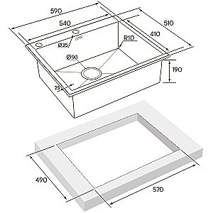 Кухонная мойка Paulmark Brim-Edge 59 PM775951-GM вороненая сталь купить в интернет-магазине сантехники Sanbest