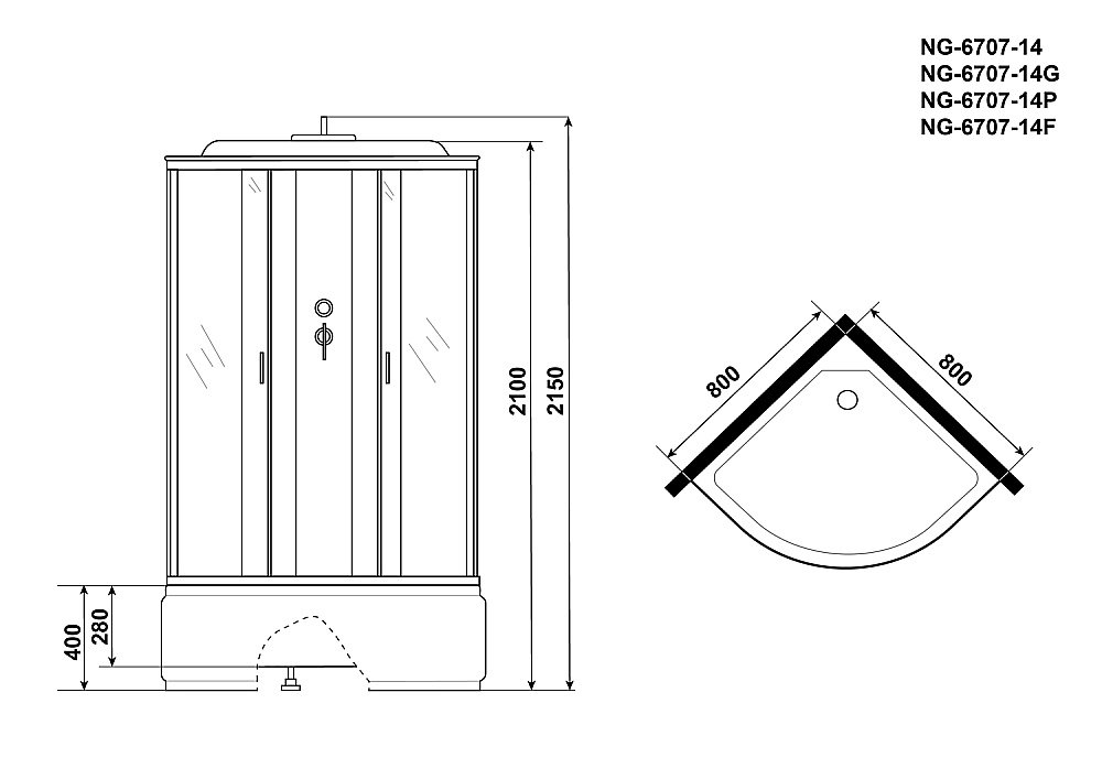 Душевая кабина Niagara Classic NG-6707 80х80 купить в интернет-магазине Sanbest