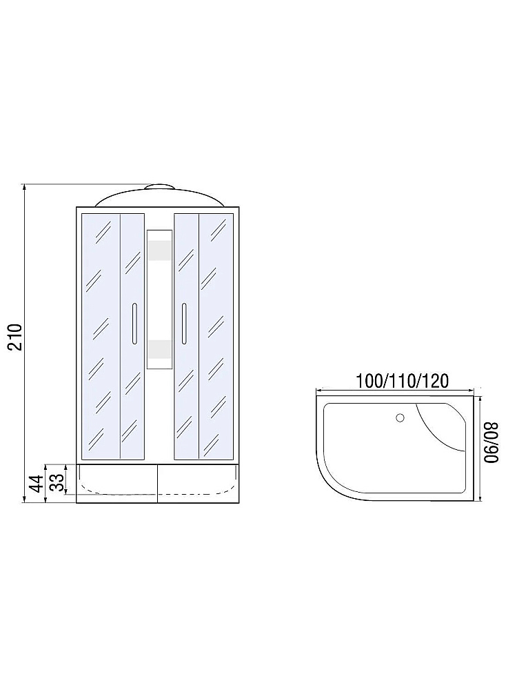 Душевая кабина River DUNAY 110/80/44 TH купить в интернет-магазине Sanbest