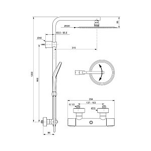 Душевая система Ideal Standard Idealrain Luxe Evo A6984AA купить в интернет-магазине сантехники Sanbest