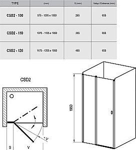 Душевая дверь Ravak Chrome CSD2 120 профиль белый/стекло прозрачное купить в интернет-магазине Sanbest