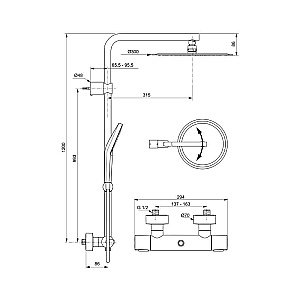 Душевая система Ideal Standard Idealrain Luxe Evo A6984AA купить в интернет-магазине сантехники Sanbest