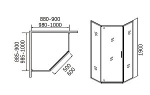 Душевой уголок CeramaLux CL1006-90 стекло прозрачное/профиль хром купить в интернет-магазине Sanbest