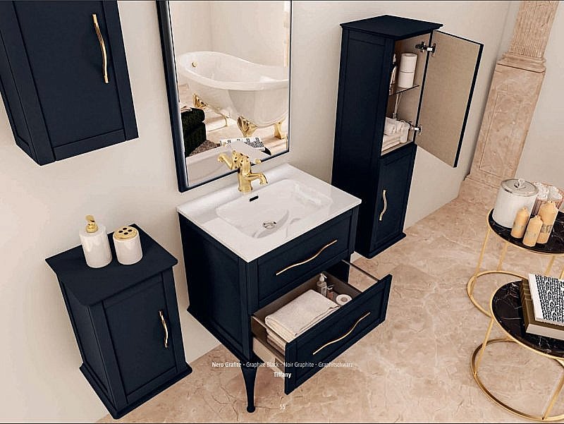 Тумба с раковиной Cezares Tiffany 75 Nero grafite для ванной в интернет-магазине Sanbest