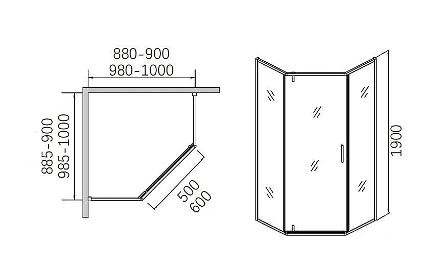 Душевой уголок CeramaLux CL1006-90 стекло прозрачное/профиль хром купить в интернет-магазине Sanbest